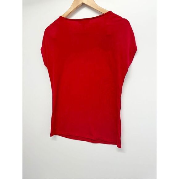 Michael Kors Red Shirt Ladies Size Small Ruched Pullover Short Sleeve Logo - Picture 3 of 7